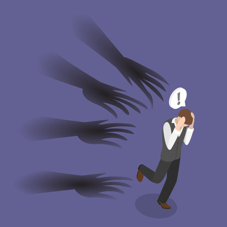 3D Isometric Flat Vector Illustration of Panic Attack, Problems with Mental Health and Psychologyのイラスト素材