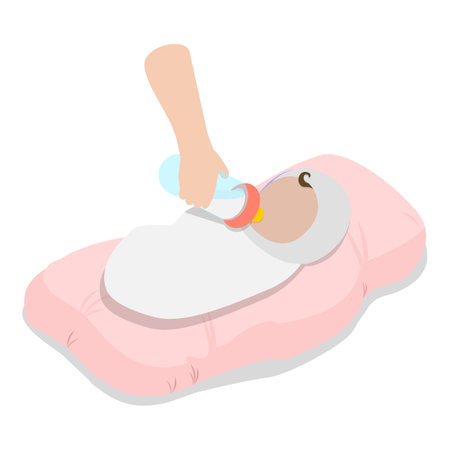 3D Isometric Flat Vector Set of BabyBorn Care Routine, Motherhood and Childhood. Item 6のイラスト素材