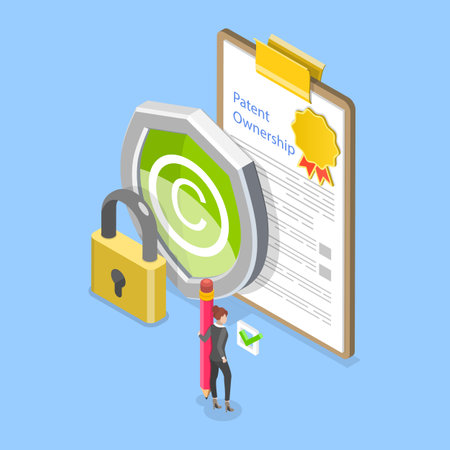 3D Isometric Flat Vector Illustration of Intellectual Property, Copyrights and Trademarksのイラスト素材