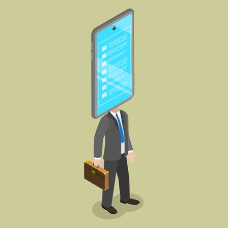 3D Isometric Flat Vector Illustration of Internet Addiction, Dependence to Social Networksのイラスト素材