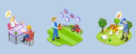 3D Isometric Flat Vector Illustration of Agricultural Loan, Business Financing Programのイラスト素材