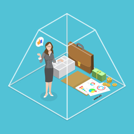 3D Isometric Flat Vector Illustration of Business Transparency, Honest and Clean Companyのイラスト素材