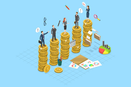 3D Isometric Flat Vector Illustration of Equal Opportunities , Concept of Promoting Gender Equality And Equal Opportunities at Wrokplaceのイラスト素材