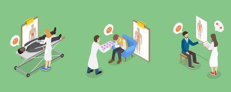 3D Isometric Flat Vector Illustration of Gastroenterology, Health of Digestive Tractのイラスト素材