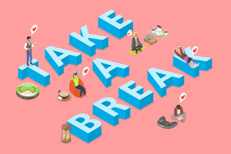 3D Isometric Flat Vector Illustration of Slow Down, Idea For Taking A Breakのイラスト素材
