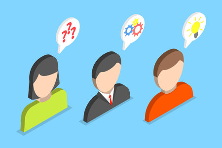 3D Isometric Flat Vector Illustration of Solving A Problem, Mental Process Of Cognitionのイラスト素材
