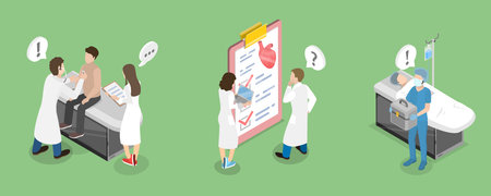 3D Isometric Flat Vector Illustration of Wellness and Healthcare, Medicine and Cardiologyのイラスト素材