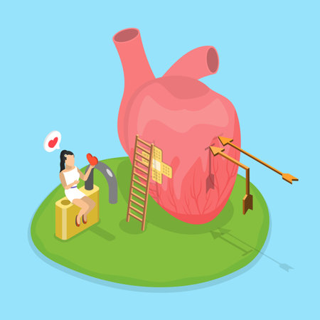3D Isometric Flat Vector Illustration of Avoidant Attachment in a Relationship, A Delicate And Fragile Conceptのイラスト素材