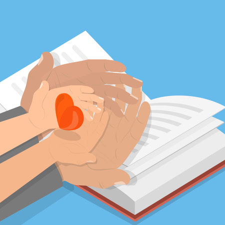 3D Isometric Flat Vector Illustration of Pray With Kid, Religious Educationのイラスト素材