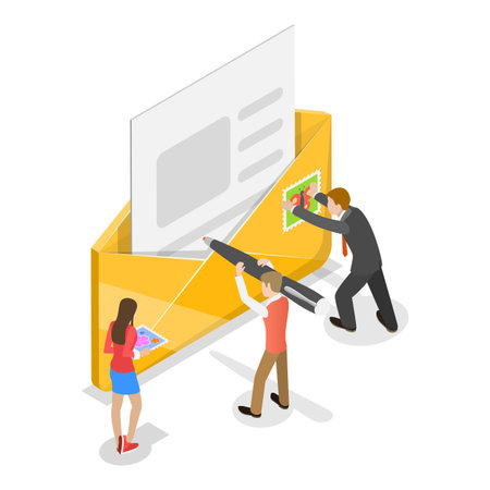 3D Isometric Flat Vector Illustration of Social Media, Email Messages And Correspondence. Item 2のイラスト素材