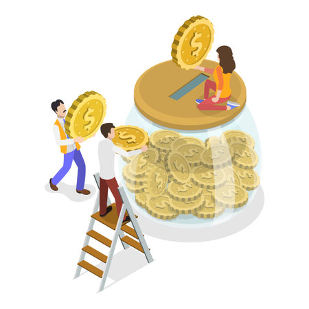 3D Isometric Flat Vector Illustration of Charity Services, Promoting Help And Support For Those In Need. Item 2のイラスト素材