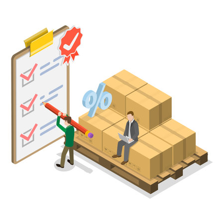 3D Isometric Flat Vector Illustration of Efficient Logistics Coordination, Supply Chain Optimization. Item 2のイラスト素材