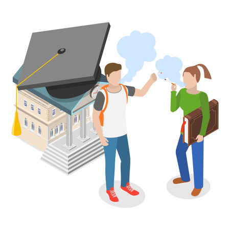 3D Isometric Flat Vector Illustration of Teenagers Bad Habits, Unhealthy Lifestyle. Item 3のイラスト素材