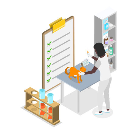 3D Isometric Flat Vector Illustration of Vet Services, Pet Caring, Helping and Rescuing. Item 3のイラスト素材