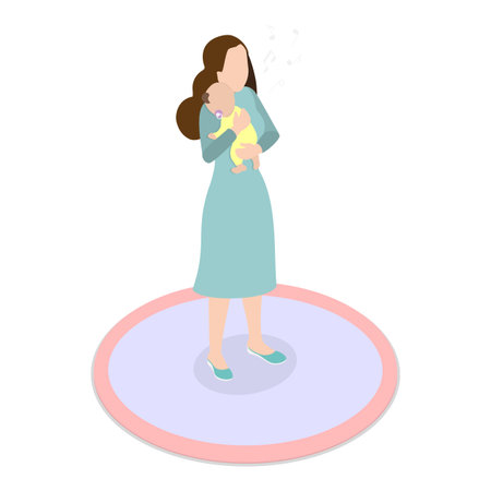3D Isometric Flat Vector Illustration of Newborn Care, Baby Daily Routine. Item 2のイラスト素材