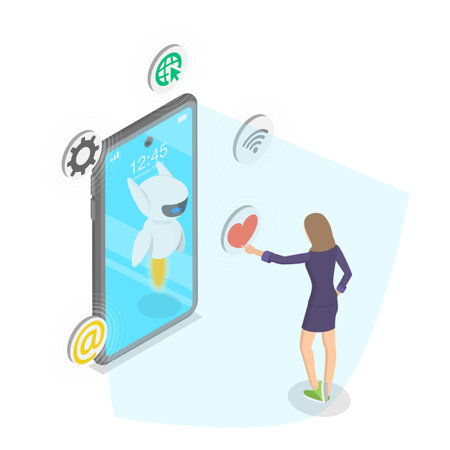 3D Isometric Flat Vector Illustration of AI Automatization, Future Technologies. Item 1のイラスト素材