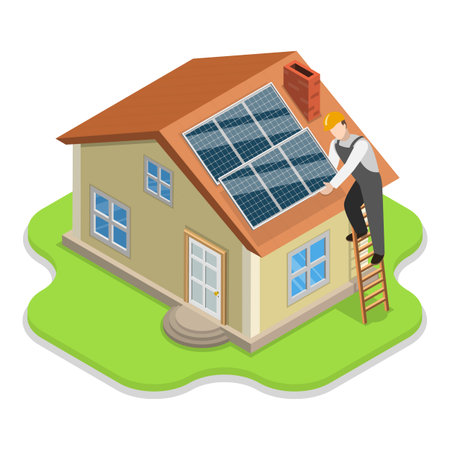 3D Isometric Flat Vector Illustration of Renewable Energy, Grean Sustainable Sources. Item 3のイラスト素材