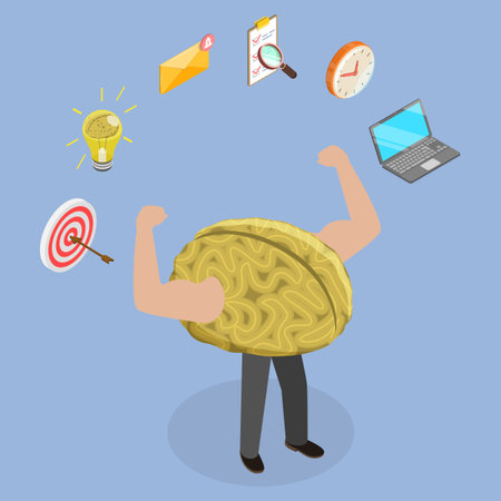 3D Isometric Flat Vector Illustration of Brain Power, Mental Exercisesのイラスト素材