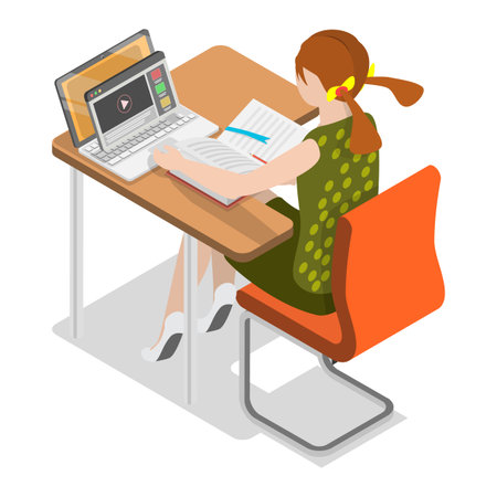 3D Isometric Flat Vector Illustration of Knoledge and Education, Set of Academic Life Scenes. Item 3のイラスト素材