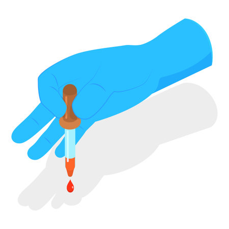3D Isometric Flat Vector Set of Doctors Hands, Medical Instruments Held by Hands in Blue Sterile Gloves. Item 2のイラスト素材