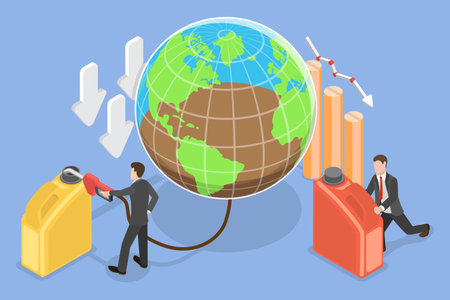 3D Isometric Flat Vector Illustration of Resource Depletion, Exhaustion Of Planet Reservesのイラスト素材