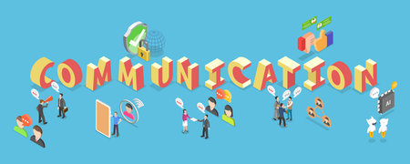 3D Isometric Flat Vector Illustration of Communication, Social Media Advertising Banner
