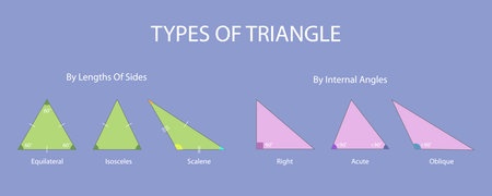 3D Isometric Flat Vector Illustration of Triangle Types, Based On Side Lengths And Internal Angles