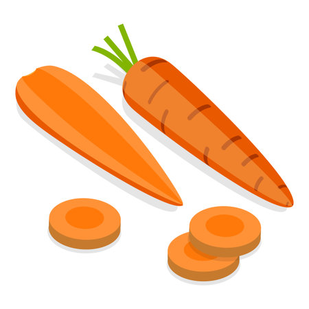 3D Isometric Flat Vector Set of Fresh Sliced Vegetables, Healthy Food. Item 7のイラスト素材