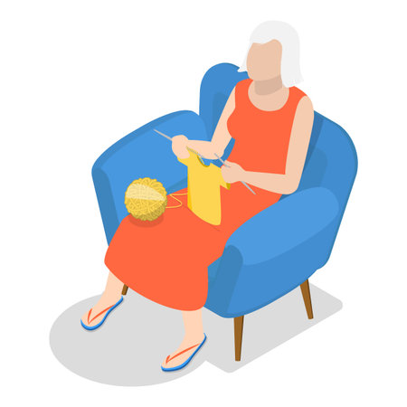 3D Isometric Flat Vector Illustration of Leisure Fun, Elderly Men And Women Enjoying Hobbies At Nursing Home. Item 2のイラスト素材