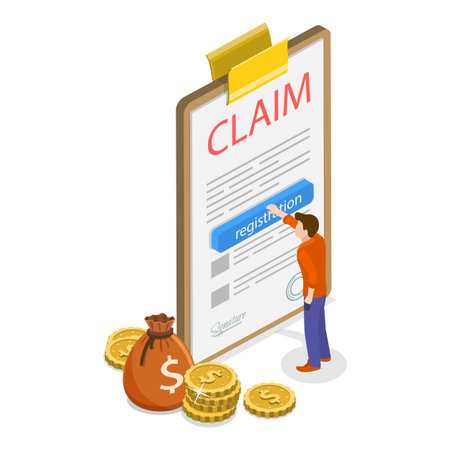 3D Isometric Flat Vector Illustration of Registration Of Claim, Insurance Reimbursement. Item 2のイラスト素材