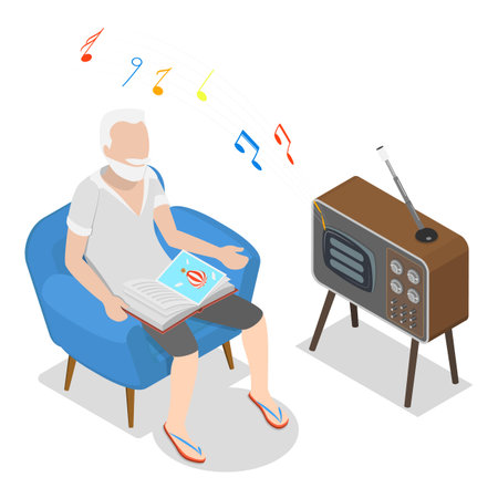 3D Isometric Flat Vector Illustration of Leisure Fun, Elderly Men And Women Enjoying Hobbies At Nursing Home. Item 3のイラスト素材