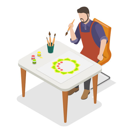 3D Isometric Flat Vector Illustration of Creative Psychotherapy, Embodying Inspiration And Harmony Through Art Therapy. Item 1のイラスト素材