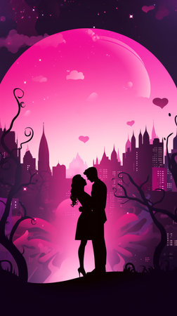 Valentine's day background with couple in love. Valentine's Day.の素材