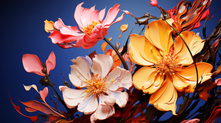 Flower bouquet on a blue background.の素材