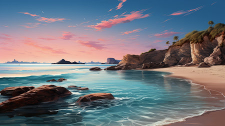 Beautiful seascape. Sunset over the sea.の素材