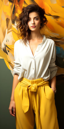 Fashion photo of young magnificent woman in elegant clothes. Studio shot.の素材