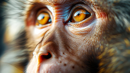Macro portrait of a macaque monkey. Close-up.の素材
