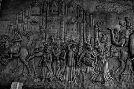 Visakhapatnam,India :Mysore Royal Procession sculpture in Delhi International Airportの写真素材