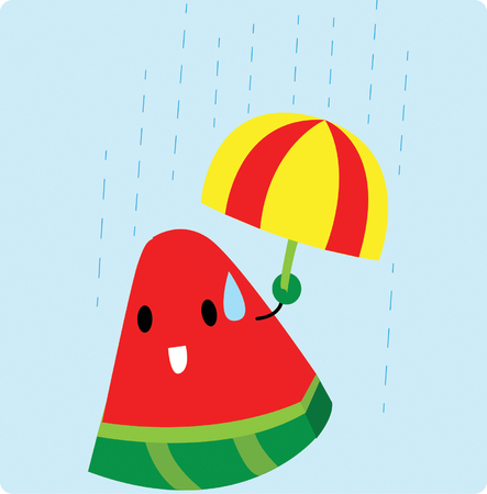 Watermelon under the rainのイラスト素材