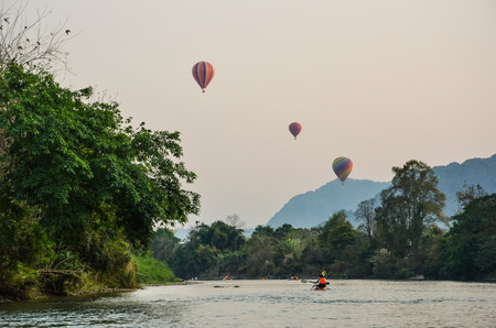 Kayaking with Balloon Viewの写真素材