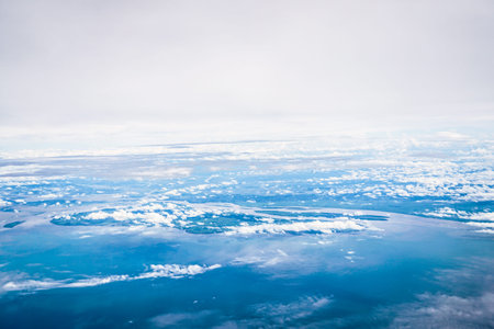 cloud blue sky aerial view from the airplaneの写真素材