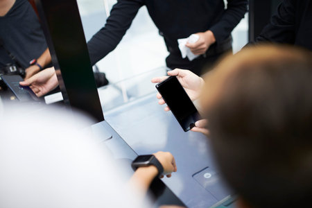 hand hold a smartphone, show phone screen, mock up