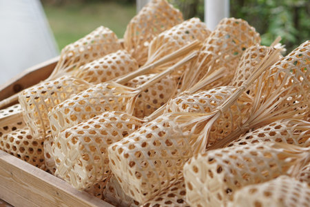 Thai organic bamboo weave basket package design