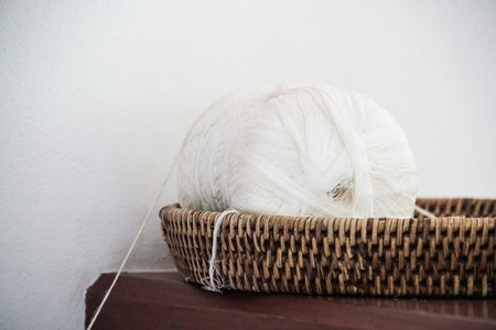 white holy thread buddhism belief house blessing ceremonyの写真素材