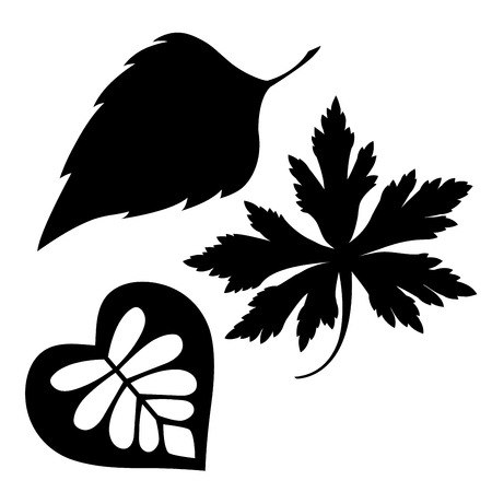 leaf set silhouette vector on white background, leaves, plantsのイラスト素材