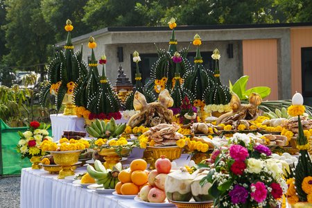 food offering in Thai Brahmin ceremonyの写真素材