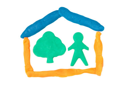 Conception of defence of environment  in  molding dough isolated on whiteの写真素材