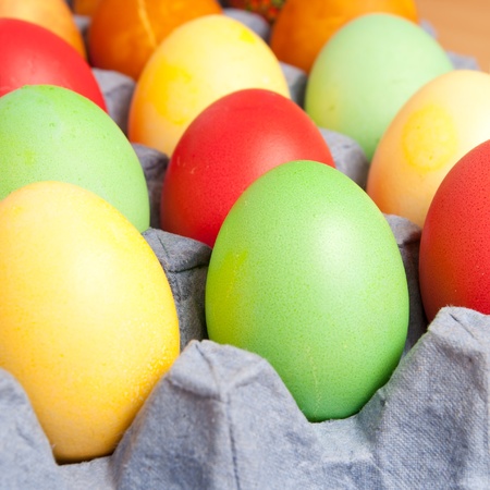 Bright background of colorful eggs close upの写真素材