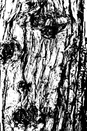 Distressed halftone grunge black and white vector texture -old wood bark texture background with cracks for creation abstract vintage design effect with noise and grainのイラスト素材