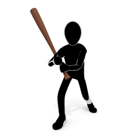 3D illustration Hold the bat and attack itの写真素材